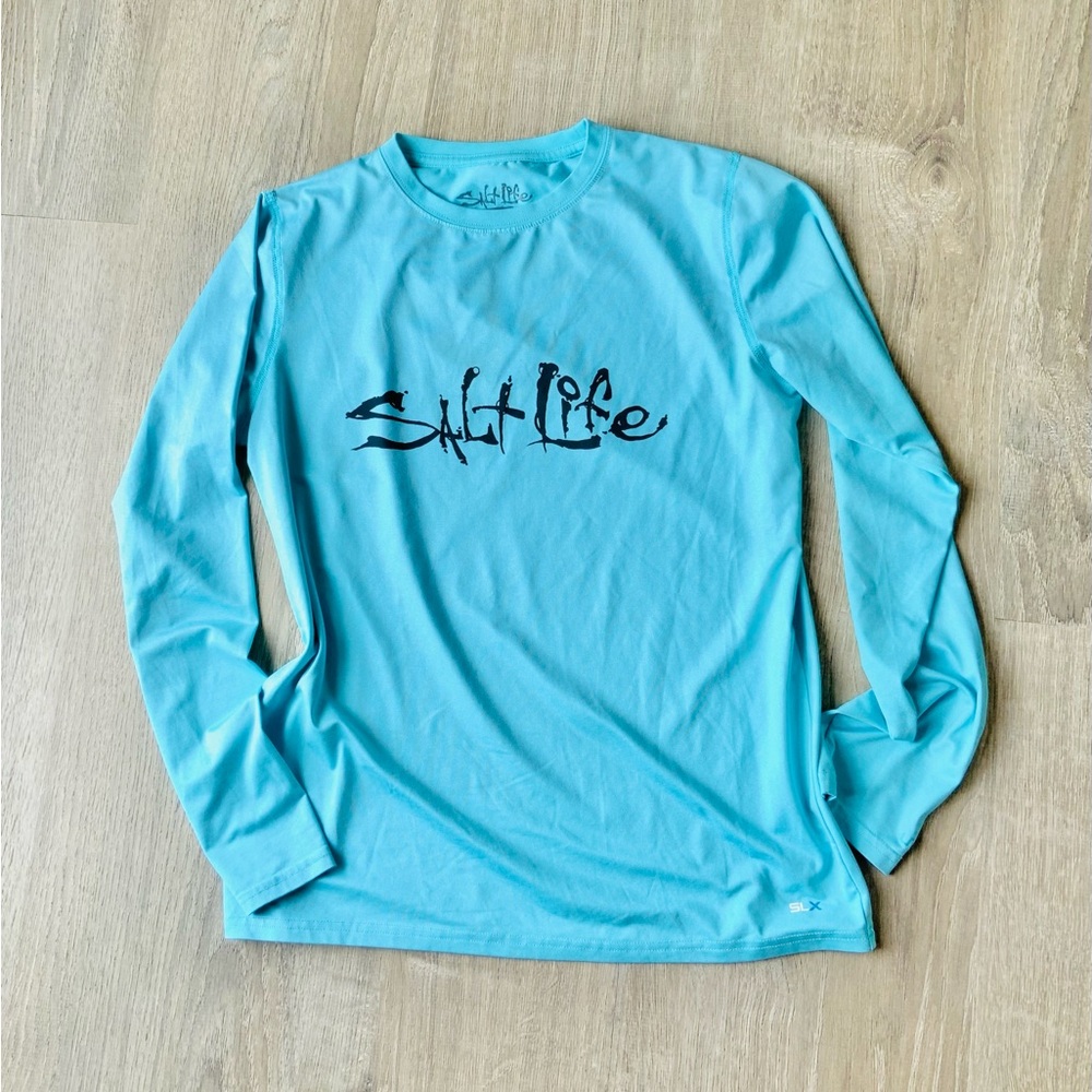 Salt Life Aqua LS Swim Rashguard Boys Large